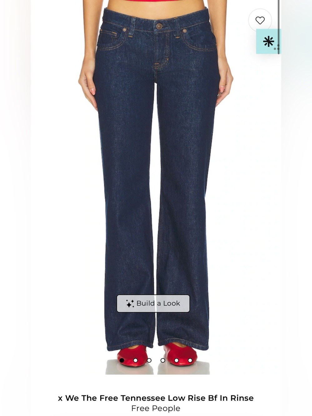 Free People Rinse Dark Blue Low-Rise Wide-Leg Jeans